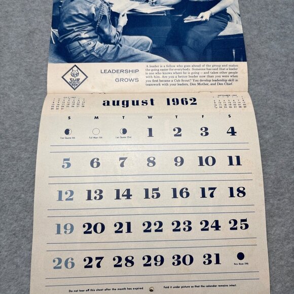 Vintage 1962 Boy Cub Scout Calendar 7.5"x7" - Picture 7 of 11